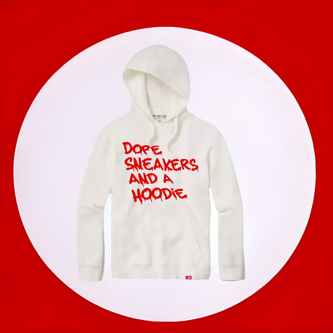 Half red half white clearance hoodie